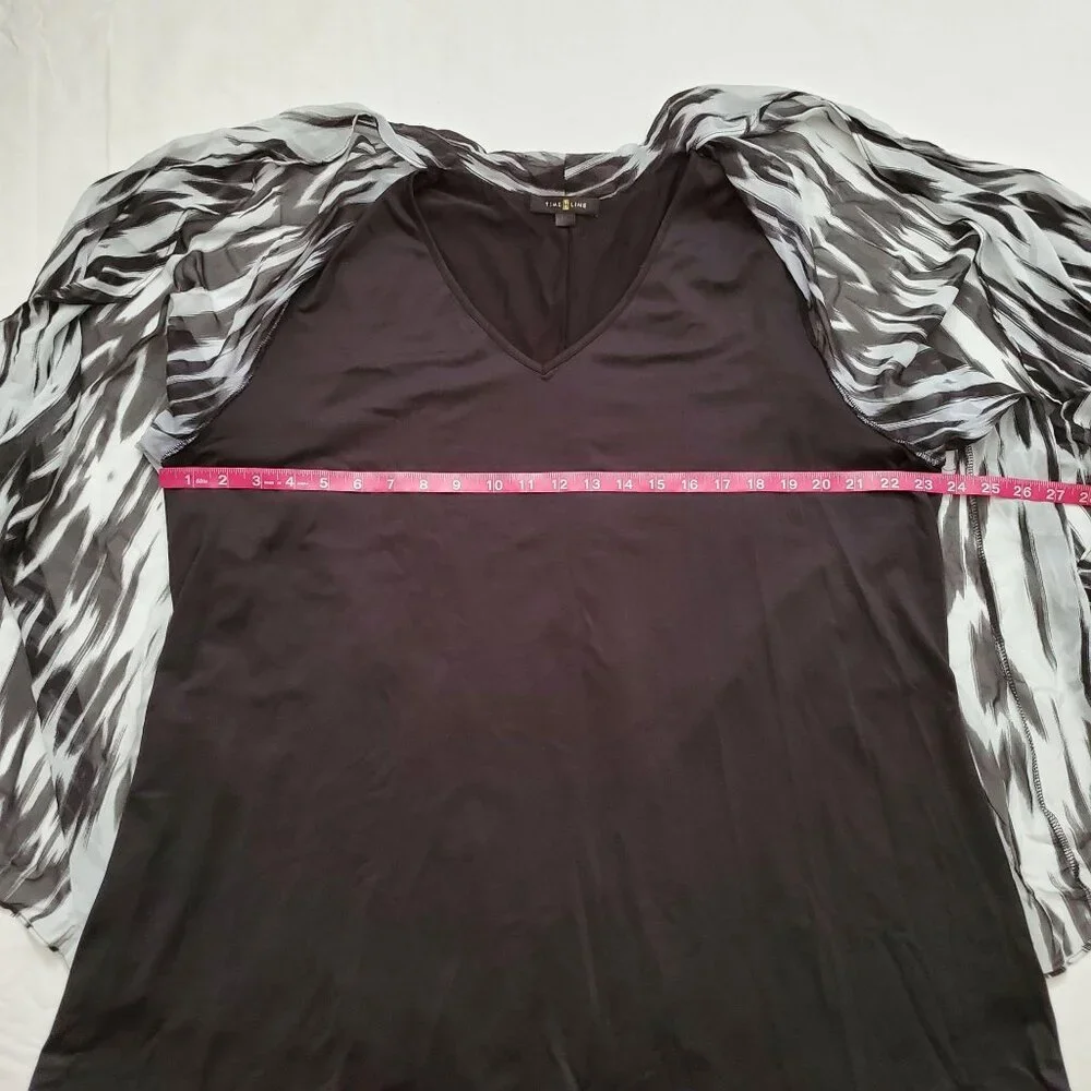 Timeline Womens Plus Size Cloak Style Longline Sleeveless Black Tunic Blouse 3XL - Picture 11 of 13